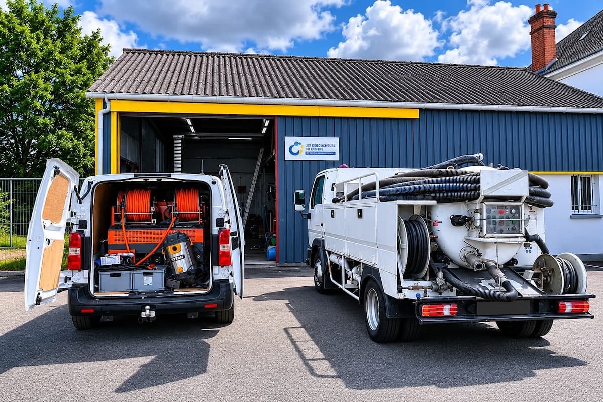atelier avec camions d'intervention